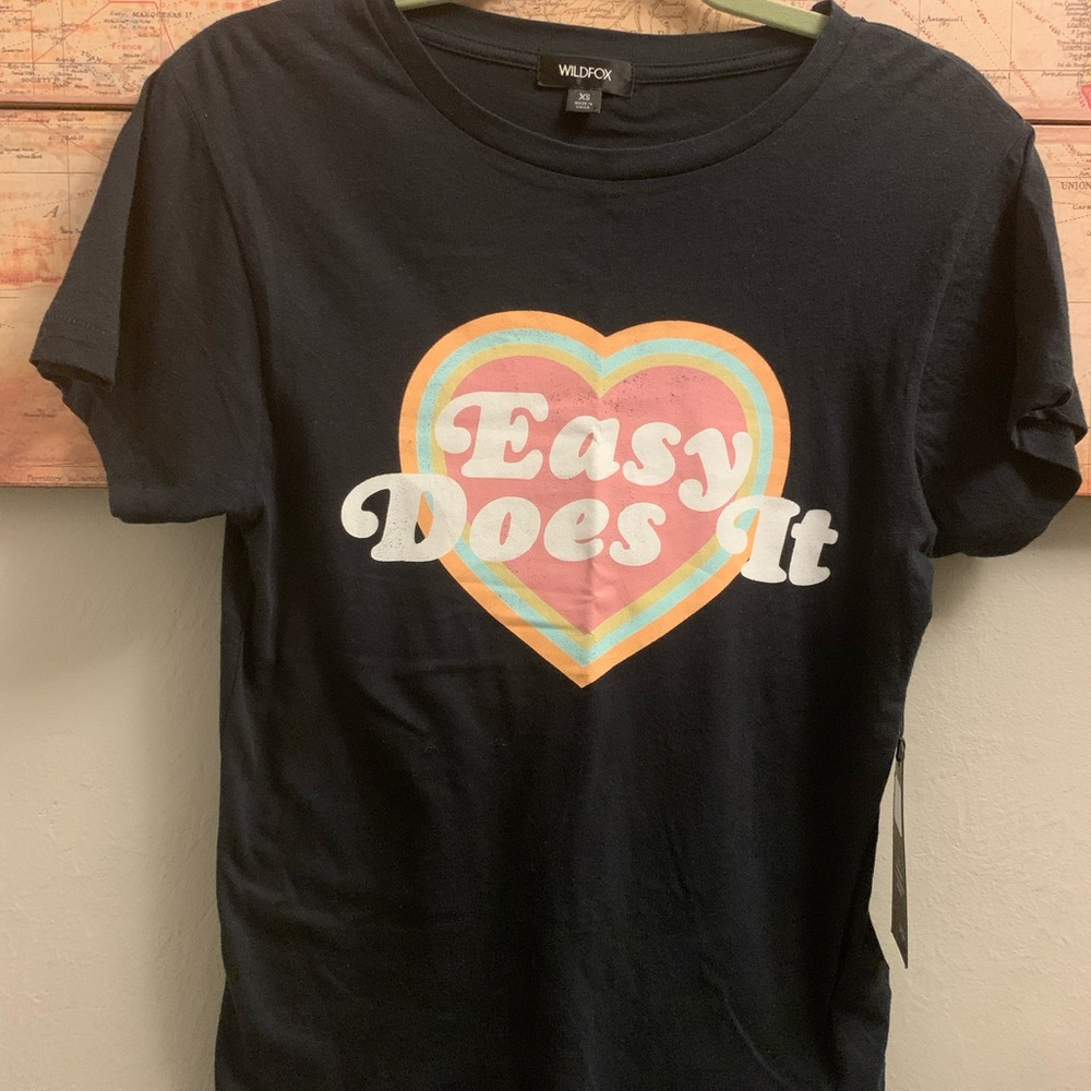 {NWT} Wildfox Womens “Easy Does It” Heart Keke Graphic T-Shirt short sleeves